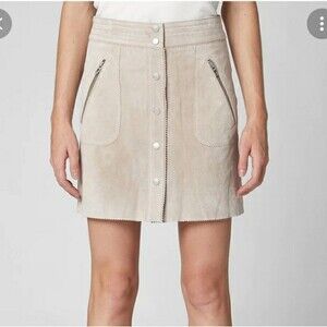 Blank NYC Suede Leather Mini Skirt Fawn 25